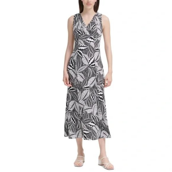 Calvin Klein Sleeveless Floral Maxi Dress with Angled Bodice NWT | Size 6 - Picture 1 of 8